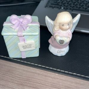 Enesco Precious Moments Angel Figurine with Blue Wings